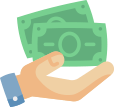 Icon of money in hand
