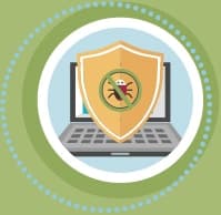 Image representing a computer and an anti bug icon