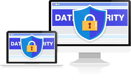 Image of padlock and computer screens