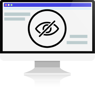 Image of a computer screen with an icon representing privacy