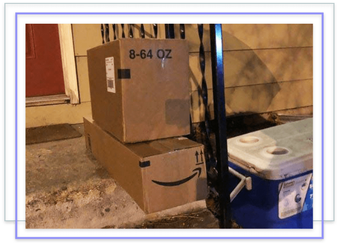 Image of Amazon boxes filled with trash