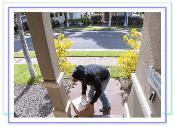 Image of thief stealing package