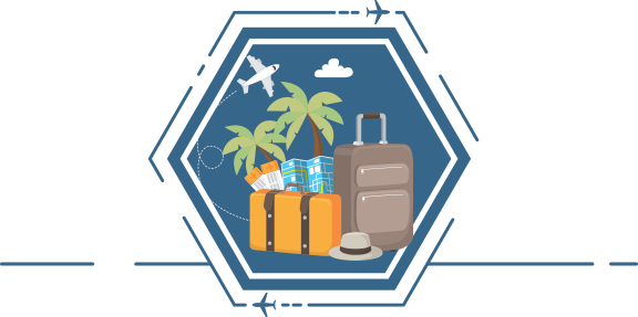 Image of luggage and traveling items before flight