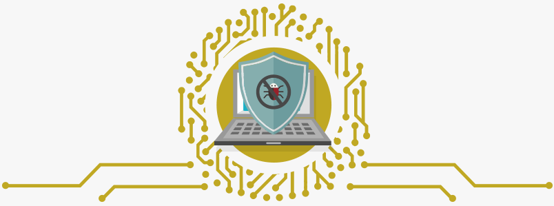 Image of a laptop and an anti bug icon