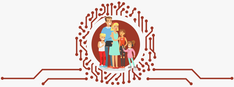 Image of a family sharing devices