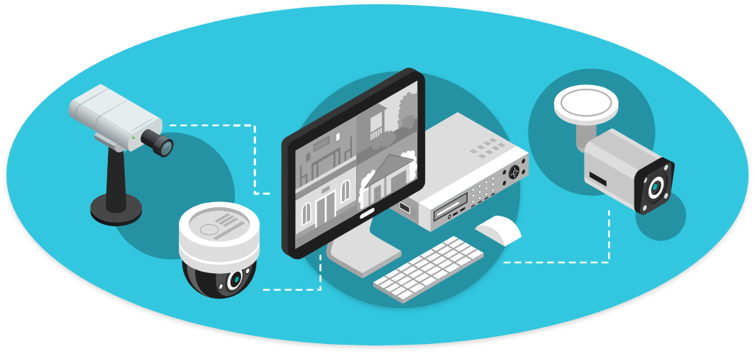 Image of multiple security devices working together