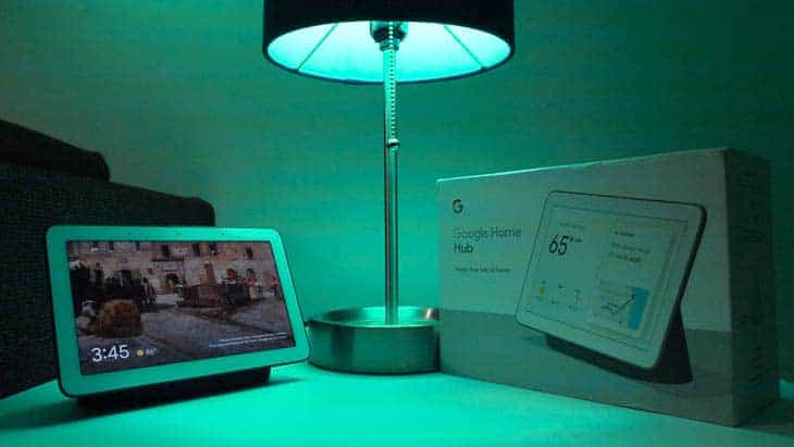 Google Nest Hub and Lamp