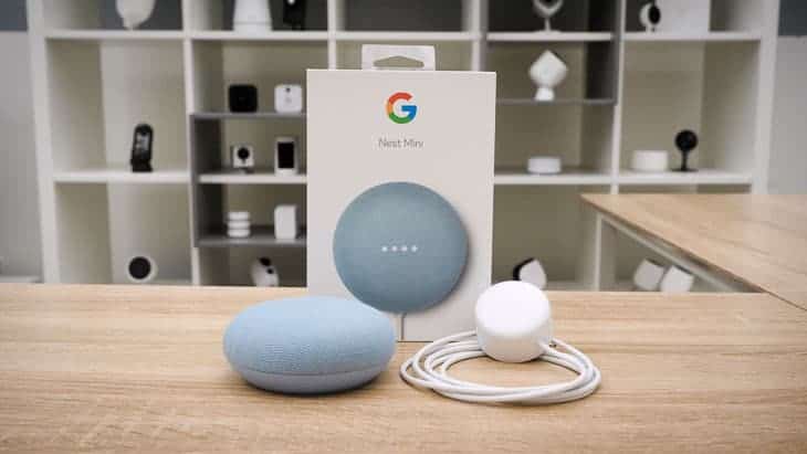 Google Nest Mini and Box