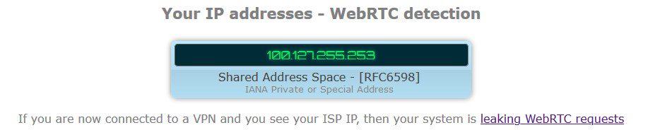 Prueba de fuga de WebRTC Shield WebRTC