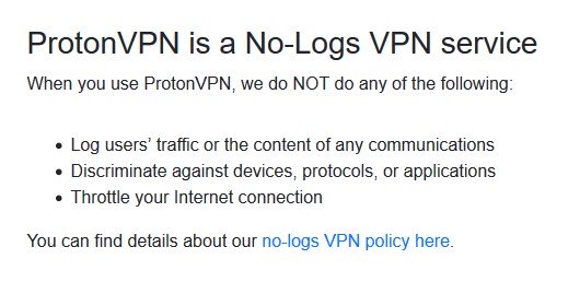 Política de privacidad de protonvpn