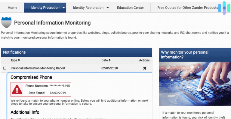Zander Insurance Personal Information Monitoring