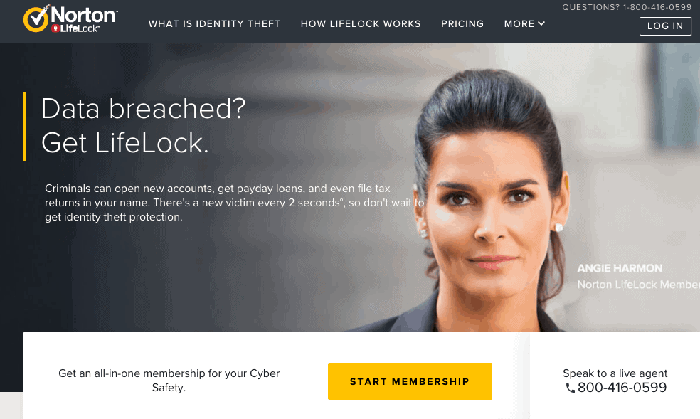 LifeLock Website Screenshot