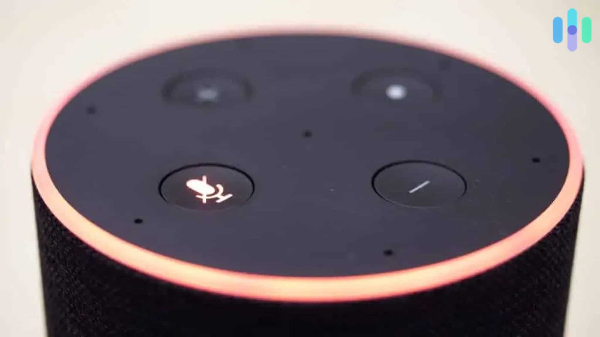 Amazon Alexa with volume button illuminated.