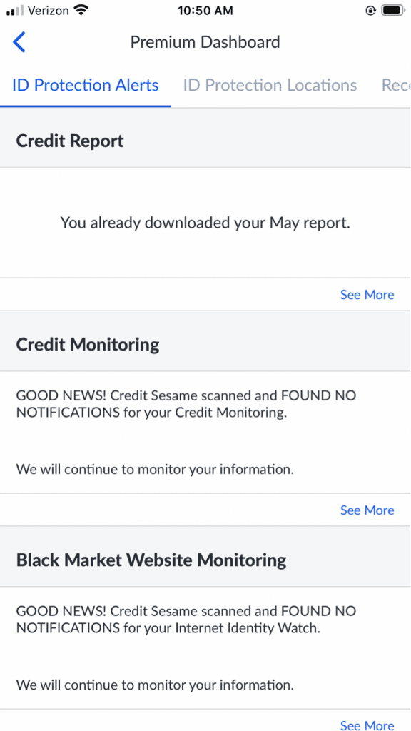 Credit Sesame App Premium Dashboard Credit Sesame App Premium Dashboard