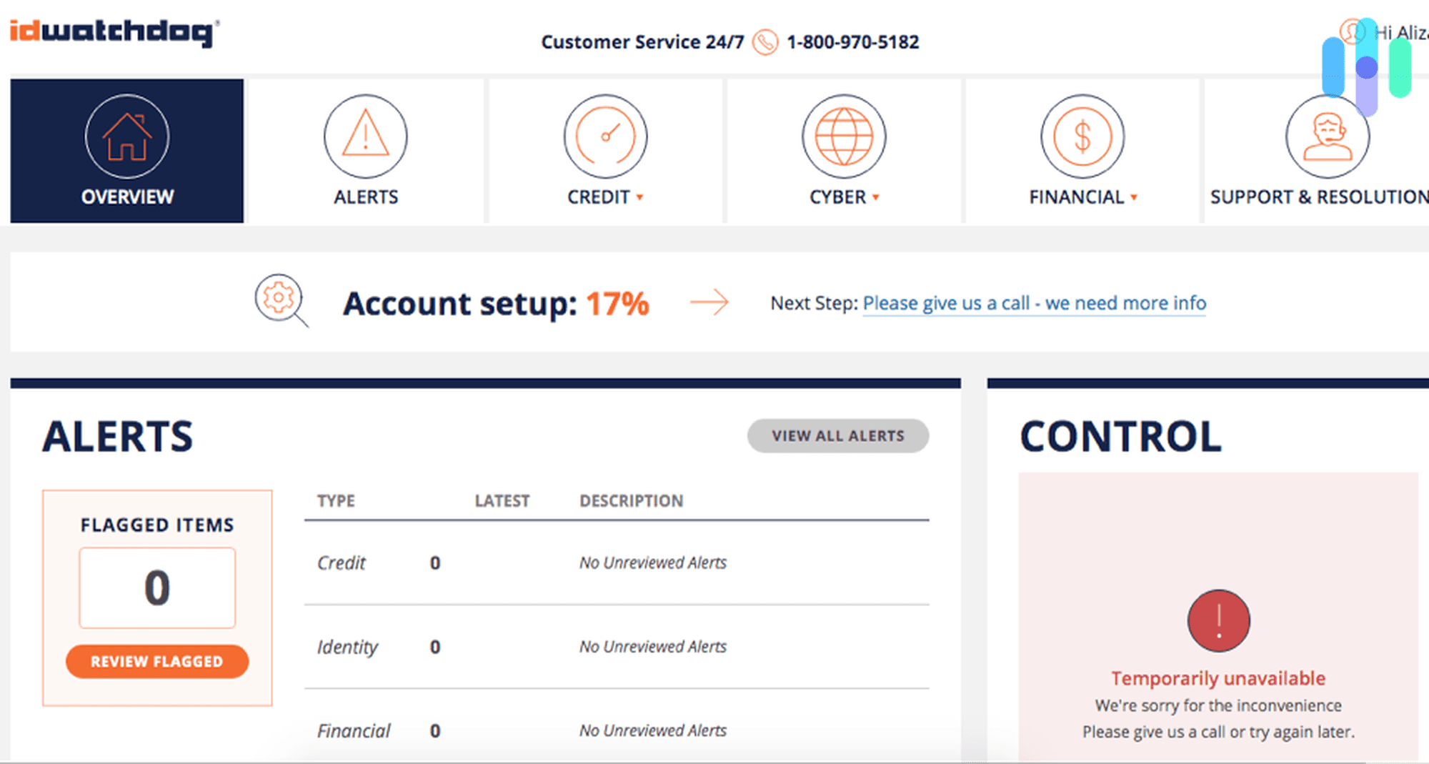 ID Watchdog Account Dashboard  - Product Header Image