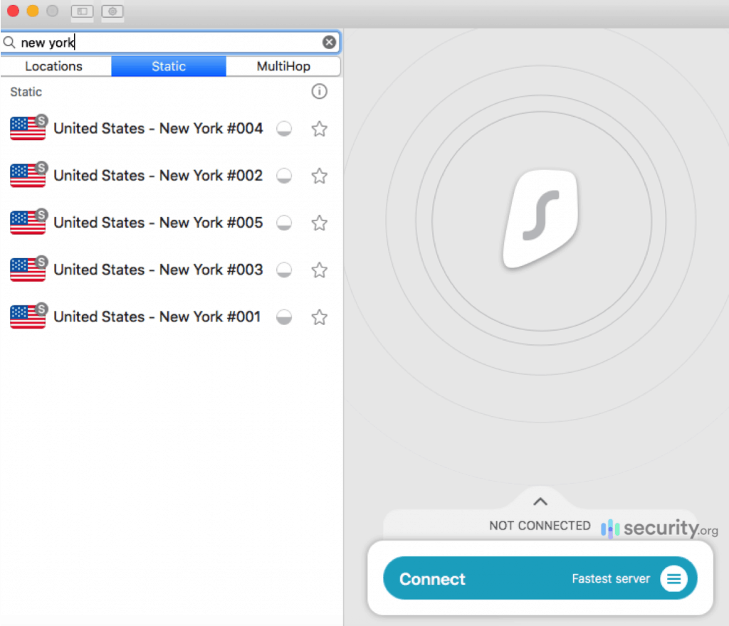 Surfshark New York Servers