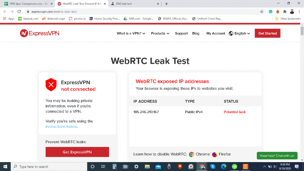 Avast SecureLine Windows WebRTC Leak Test