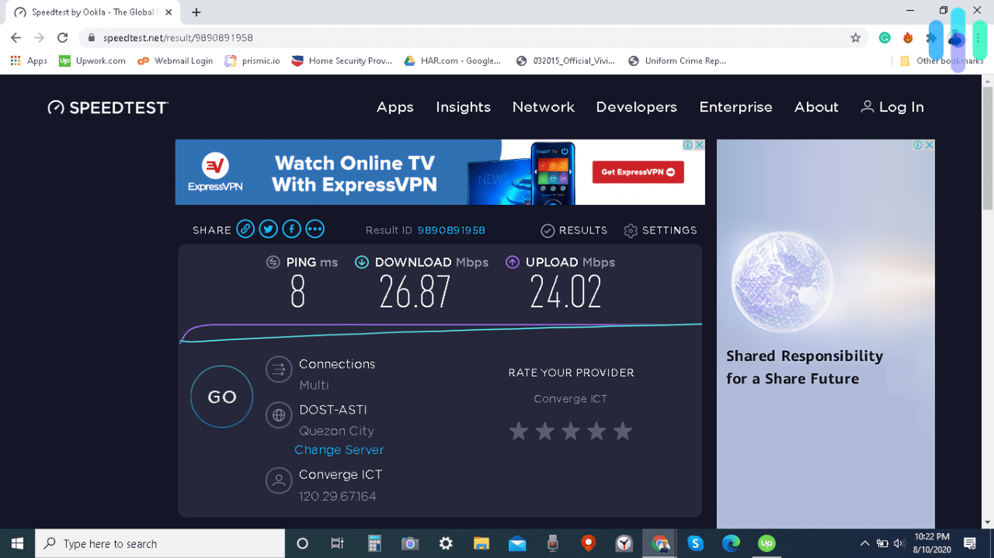 Скоростной тест на окнах без VPN