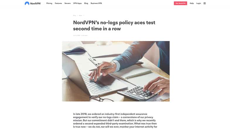 NordVPN No log policy