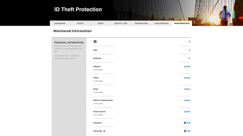 Lifelock - Monitored Info