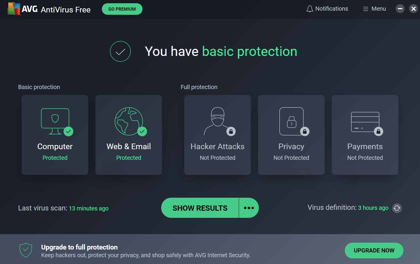 AVG - You Have Basic Protection  - Product Header Image