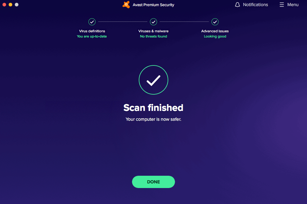 Avast Antivirus - Scan Finished
