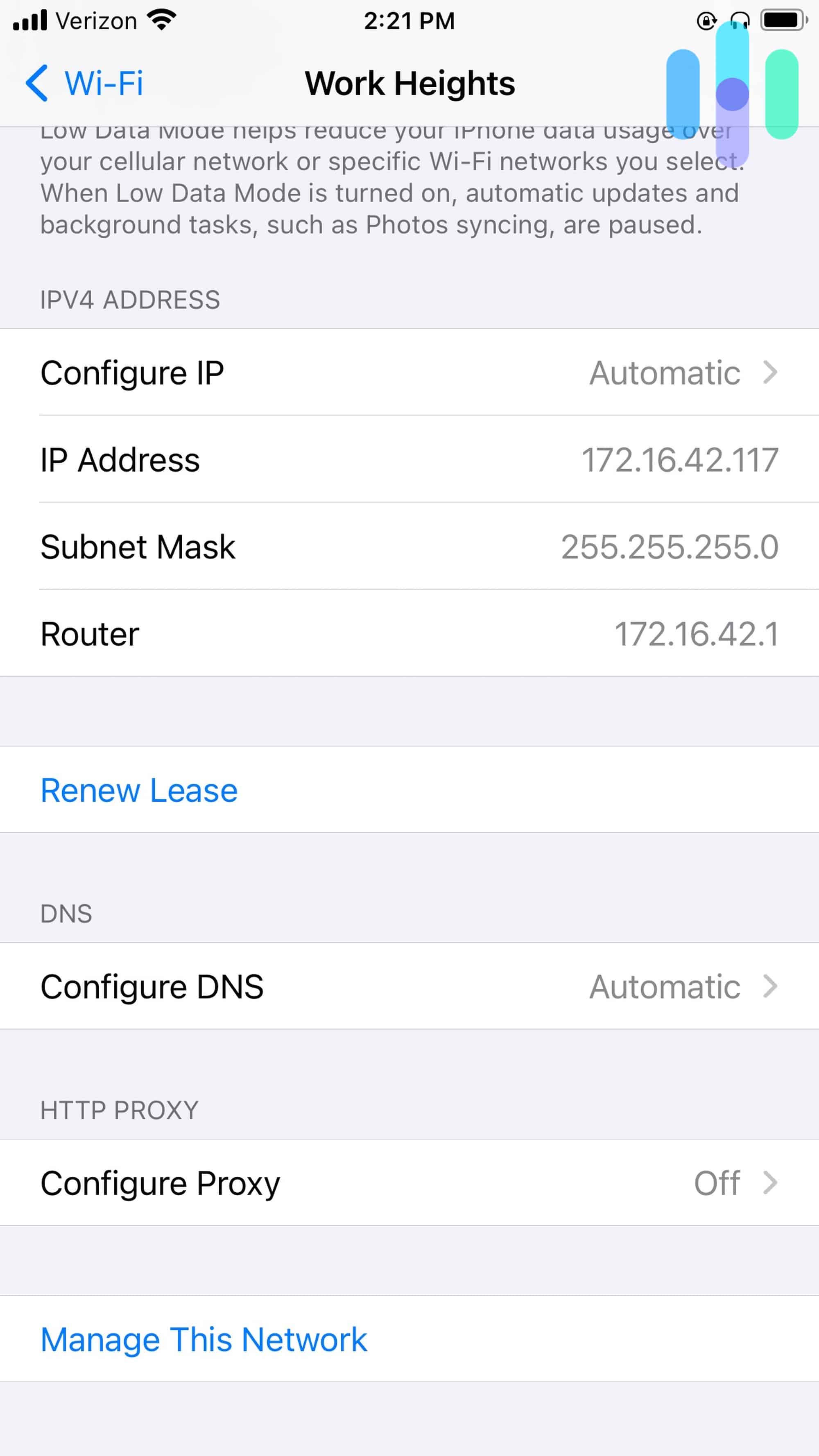 Locating the IP address on an iPhone