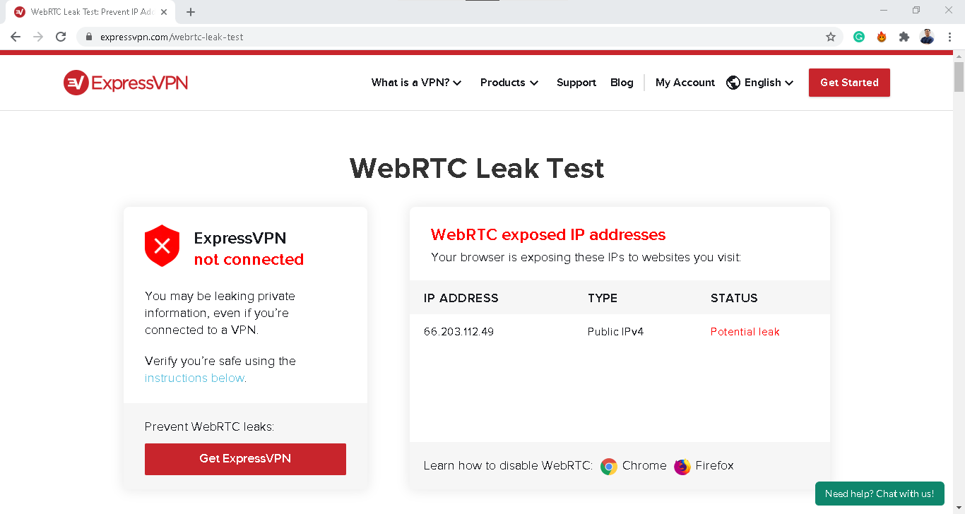 Teste de vazamento de Kaspersky WebRTC no Windows