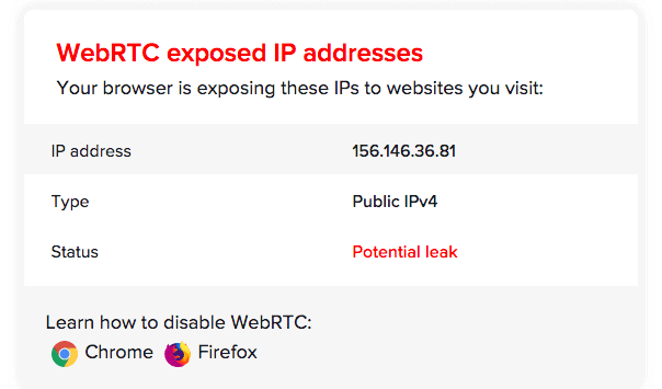 WebRTC लीक टेस्ट पर मैक वीपीएन पर कास्परस्की