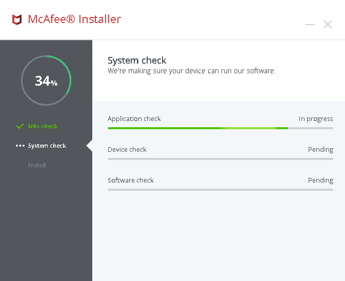 McAfee Pre-Installation System Check