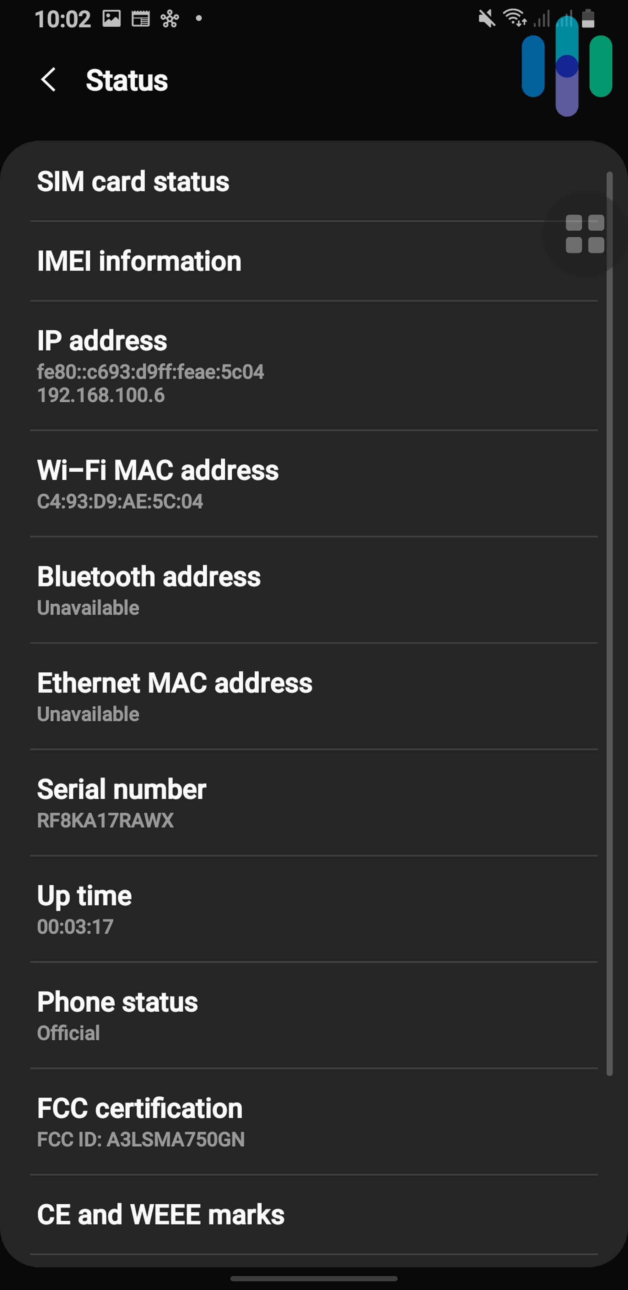 Changing You IP - On Android, Scroll to IP address to see your IP address.