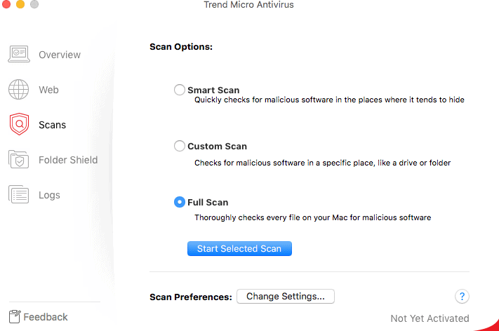 Trend Micro Scan Options