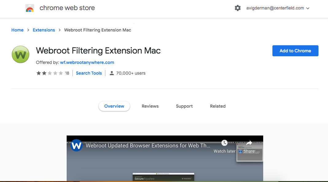 Webroot Chrome расширение