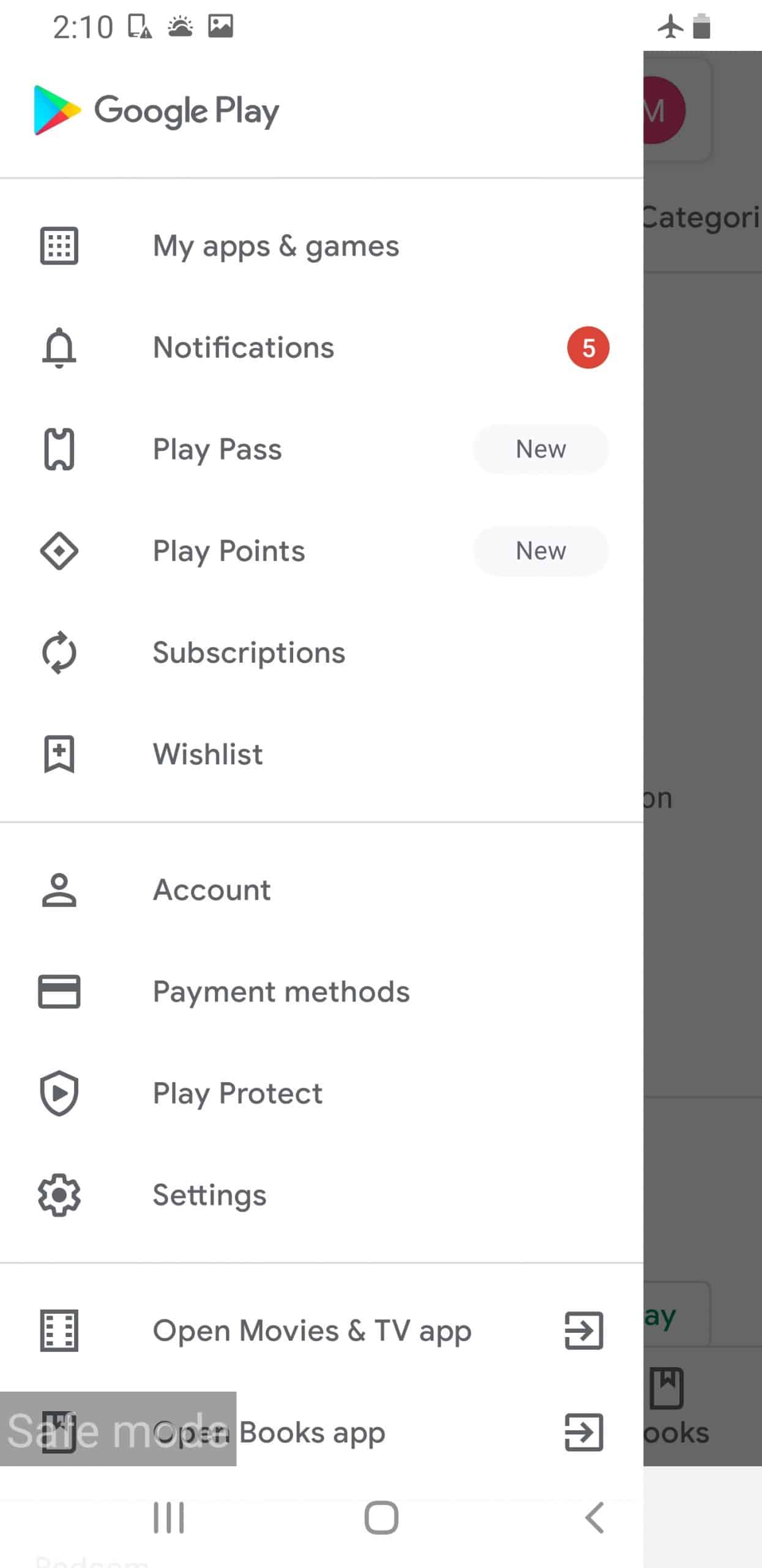 Removing Android Adware - Google Play Menu