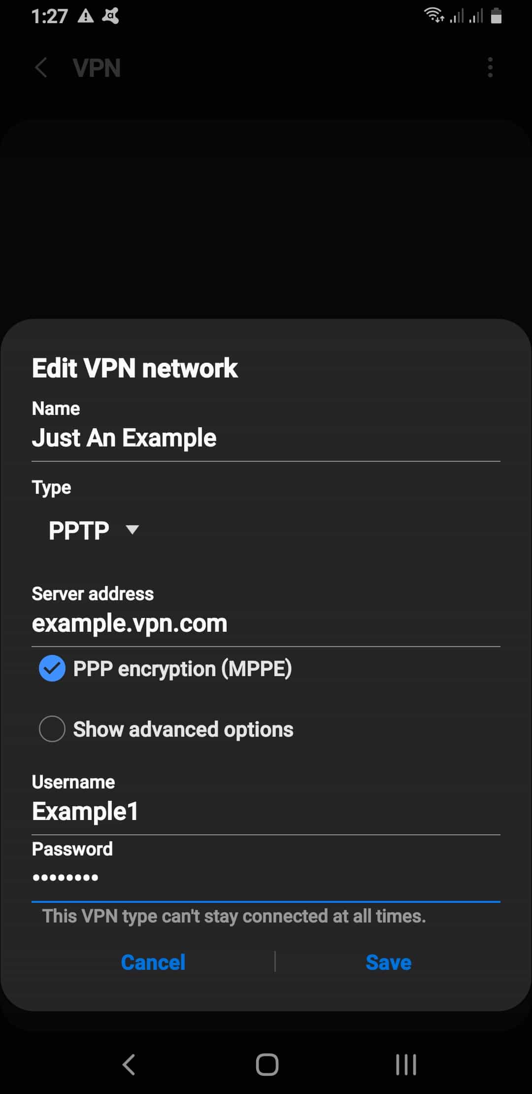 How do I manually setup a VPN on Android?