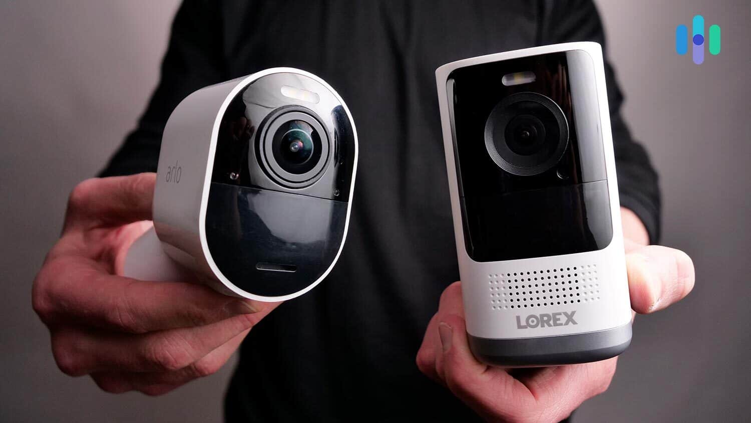 Side-by-side view of Arlo and Lorex cameras