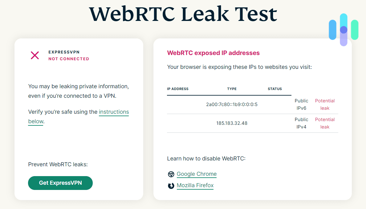Atlas VPN - WebRTC leak test