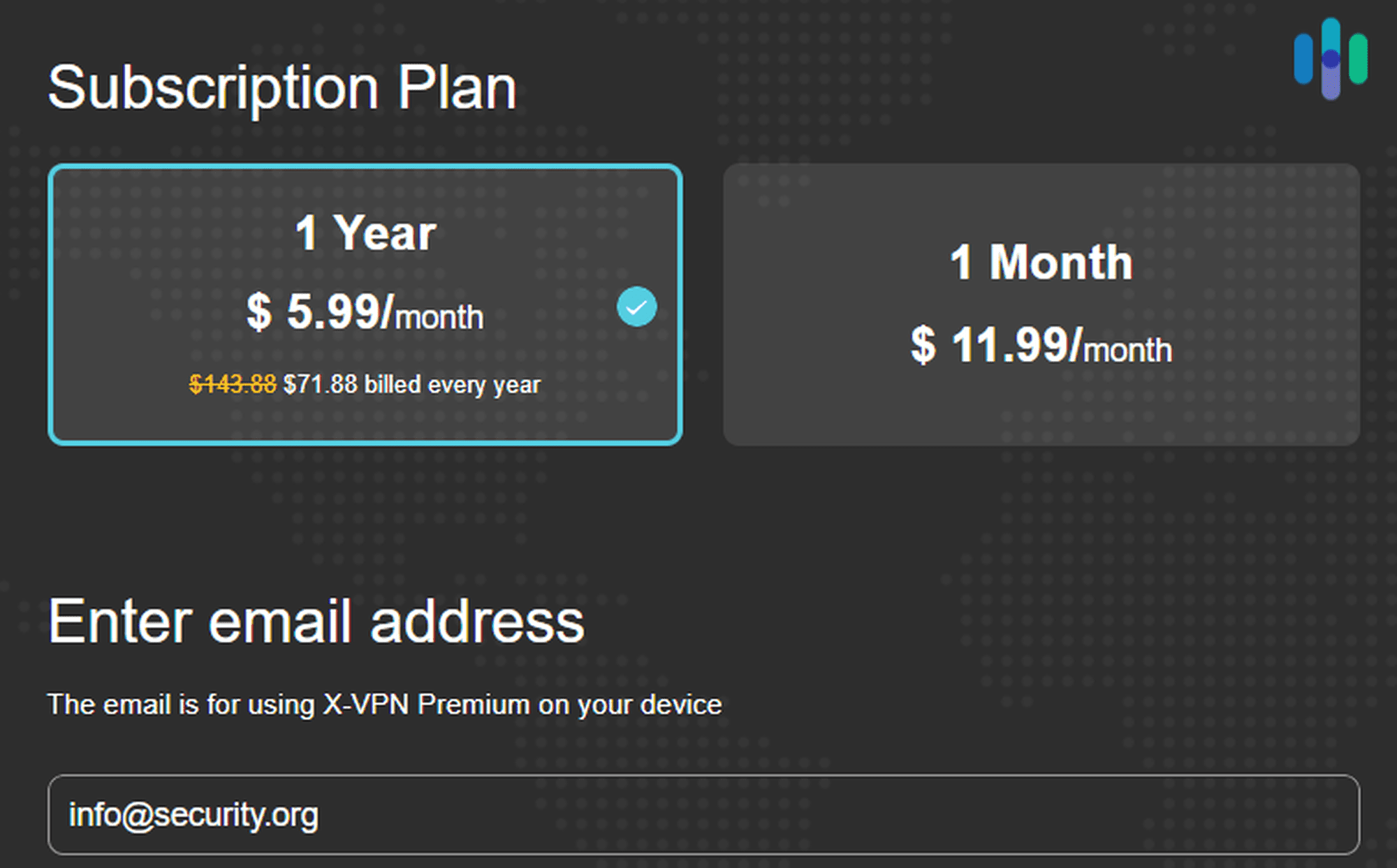 X-VPN Sign Up Process