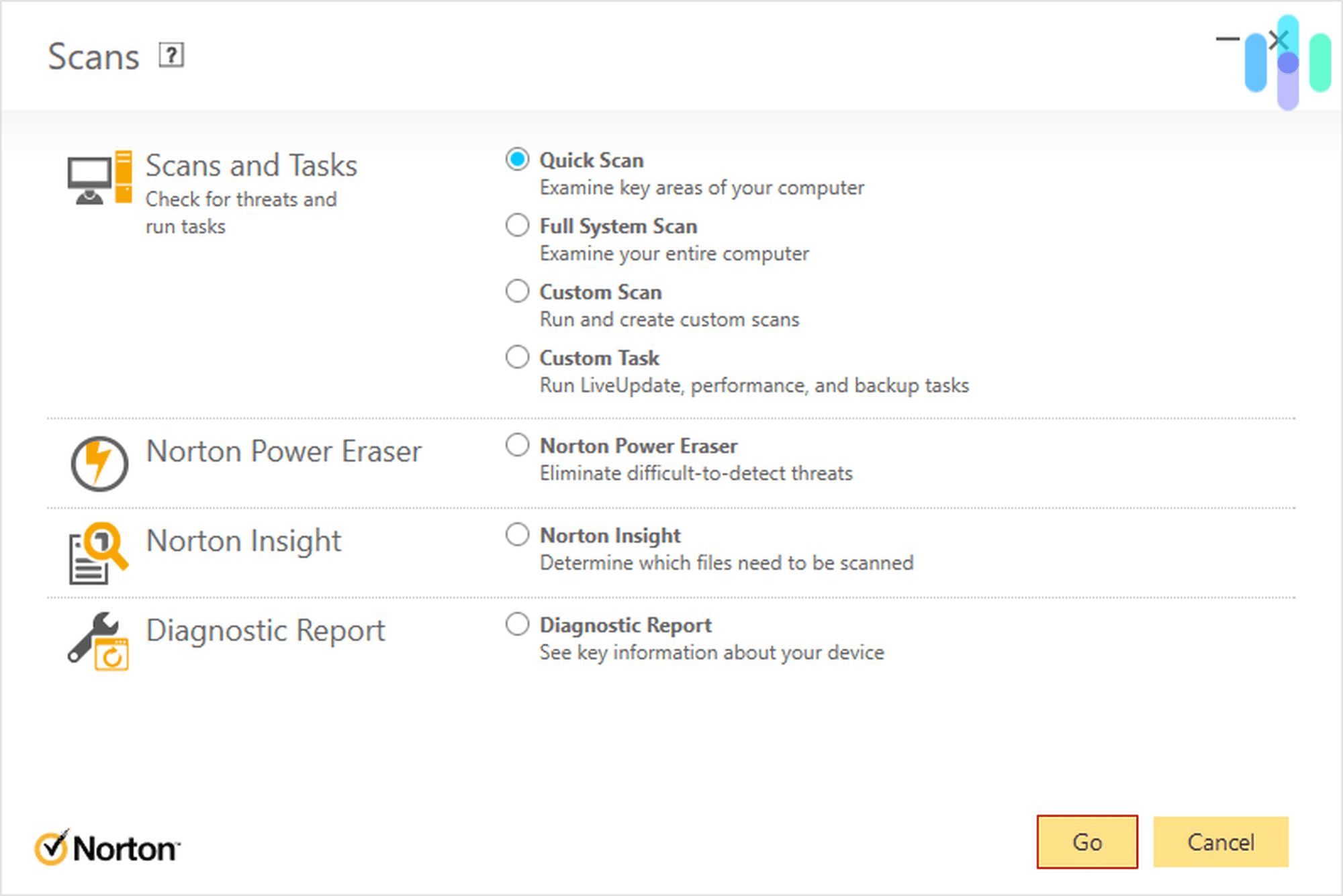 Norton Scan Options