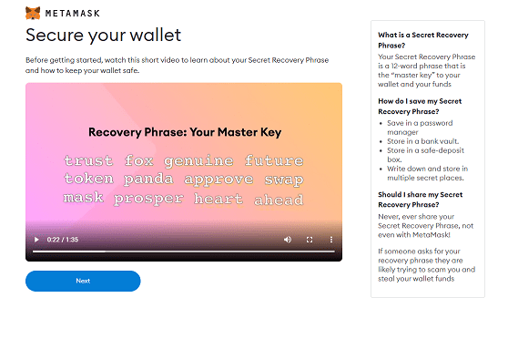 Secure your wallet on MetaMask