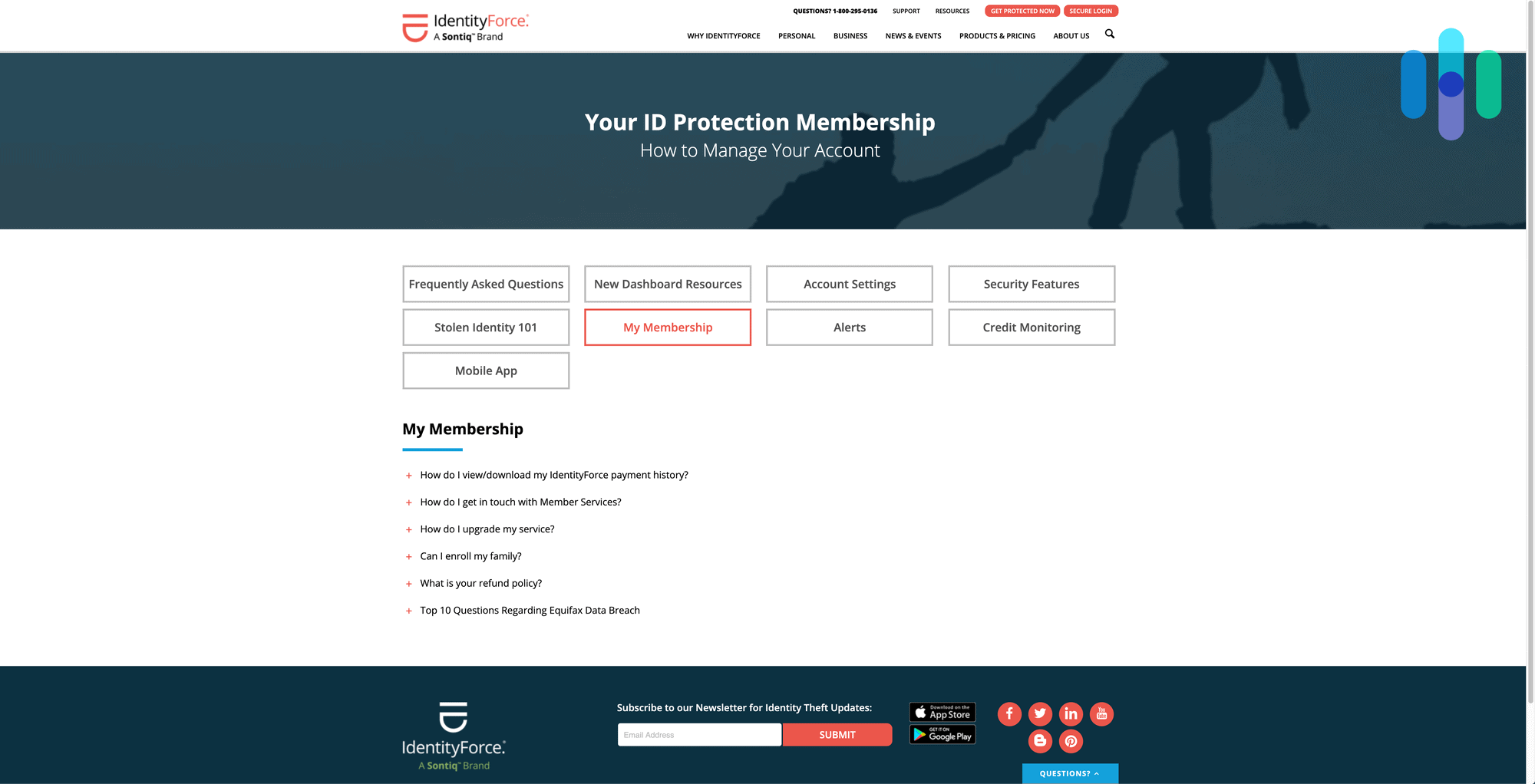 IdentityForce Membership Dashboard  - Product Header Image