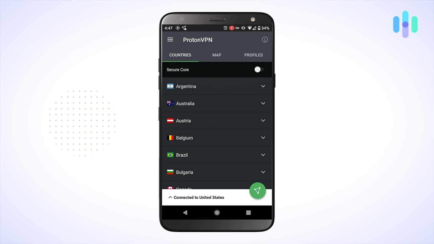 देश - app protonvpn