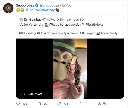 Tweet from Snoop Dogg Tweet from Snoop Dogg