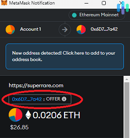 Metamask Wallet Confirmation on SuperRare
