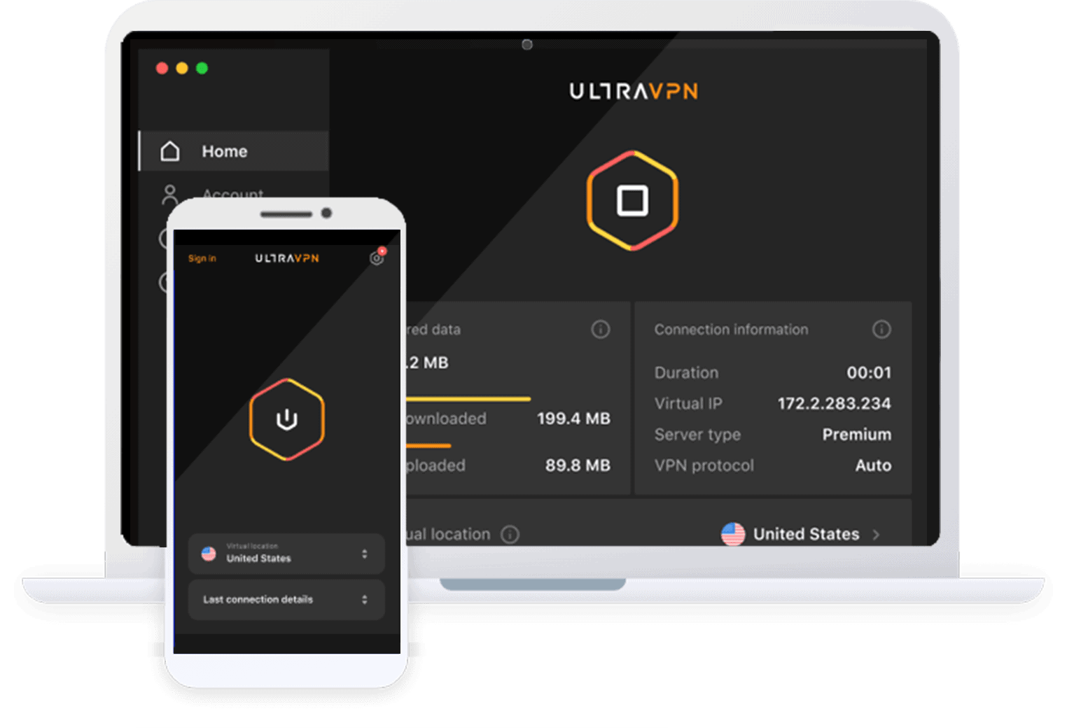 UltraVPN on mobile and desktop  - Product Header Image