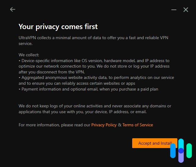 UltraVPN privacy notice
