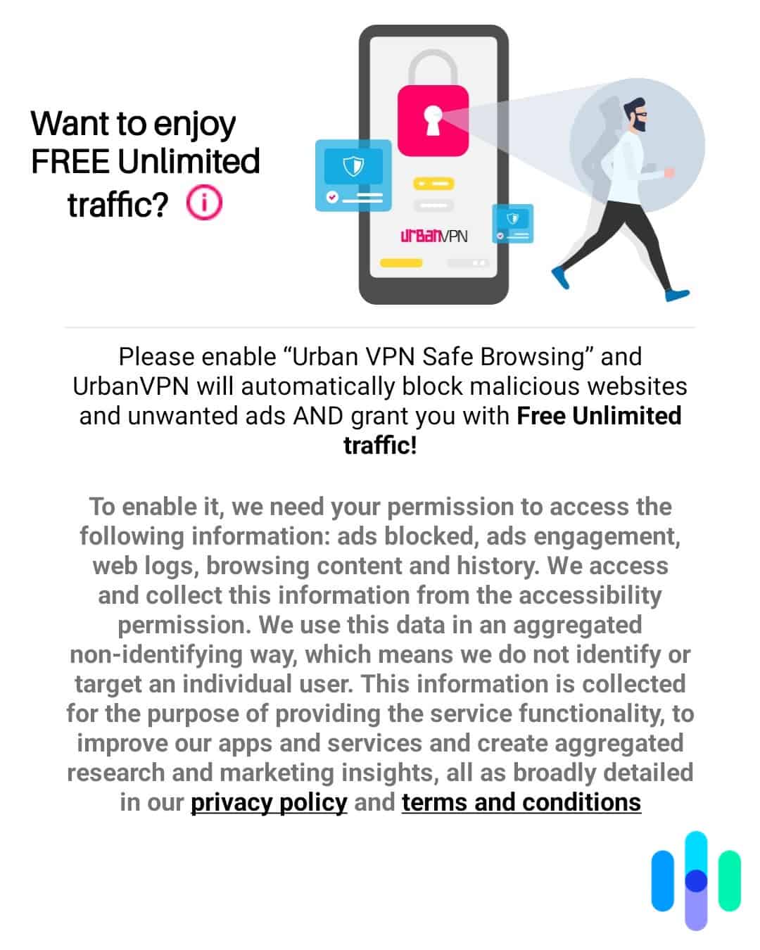 The UrbanVPN Safe Browsing feature is required to access unlimited data The UrbanVPN Safe Browsing feature is required to access unlimited data