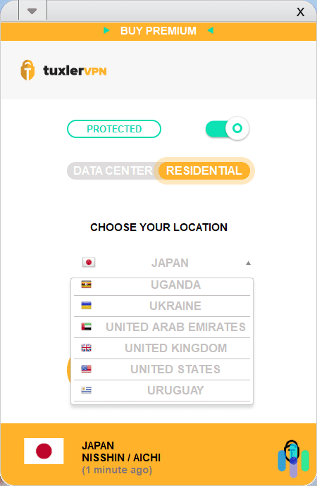 Tuxler VPN IP address locations