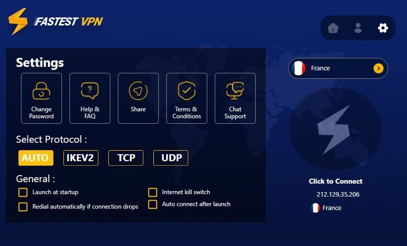 FastestVPN Settings