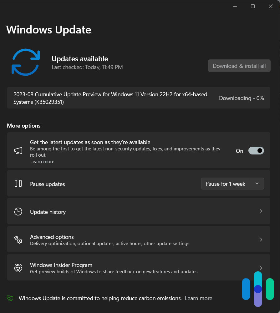 Downloading Windows updates